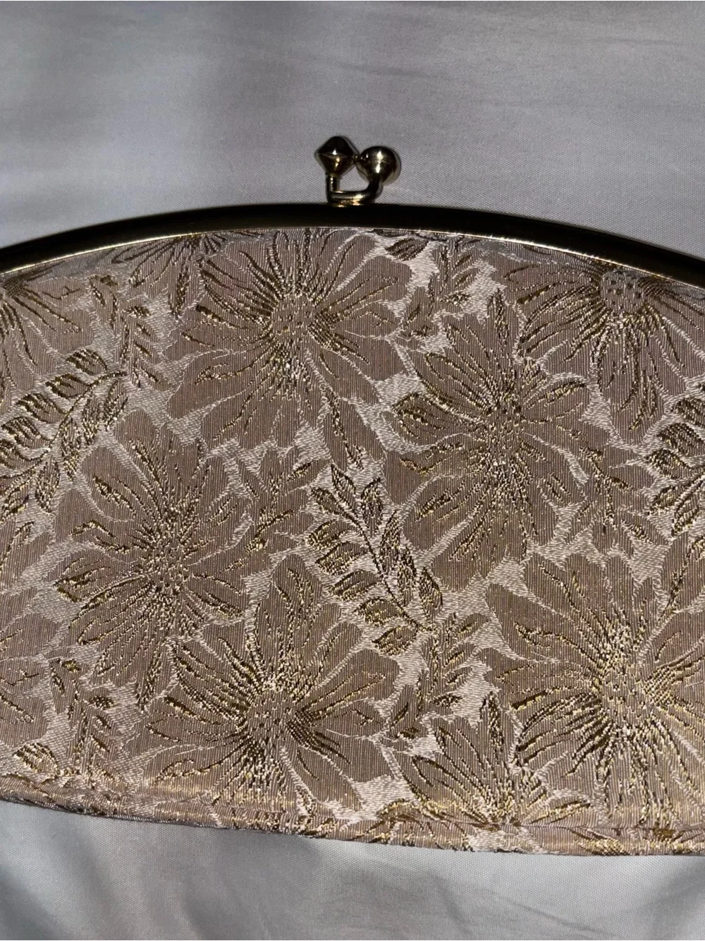 Gold Floral Jacquard Clutch Bag - Avon Vintage by Kadin 1960's